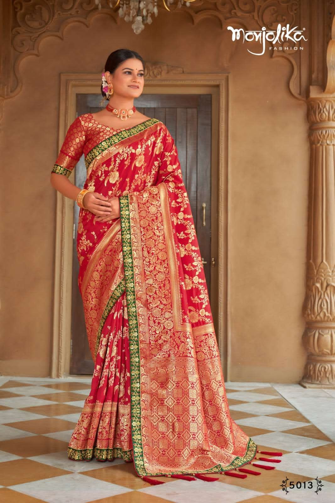 SILK &amp; FANCY FABRIC WITH ZARI WEAVING &amp; HEAVY WORK SAREE&nbsp;&nbsp;