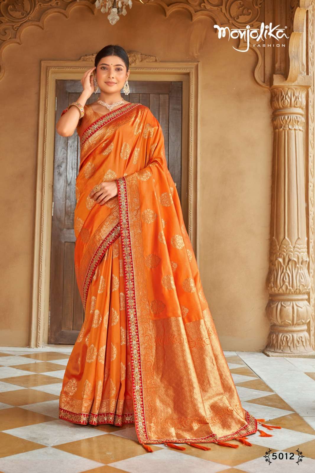 SILK &amp; FANCY FABRIC WITH ZARI WEAVING &amp; HEAVY WORK SAREE&nbsp;&nbsp;