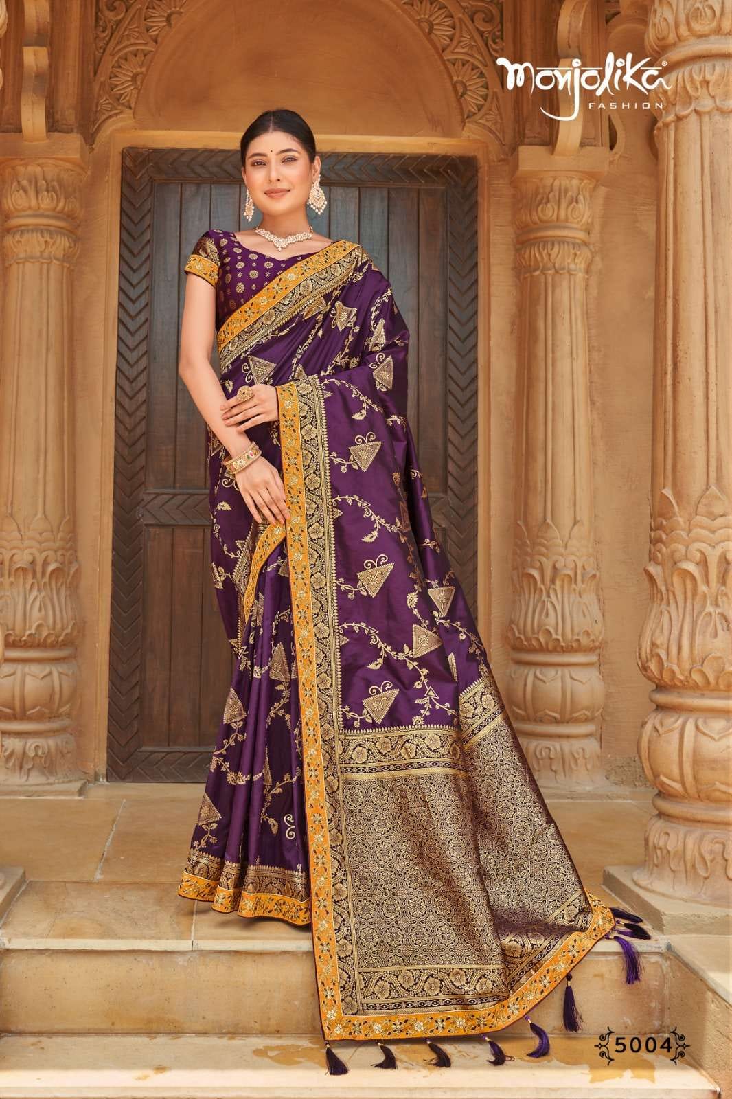 SILK &amp; FANCY FABRIC WITH ZARI WEAVING &amp; HEAVY WORK SAREE&nbsp;&nbsp;