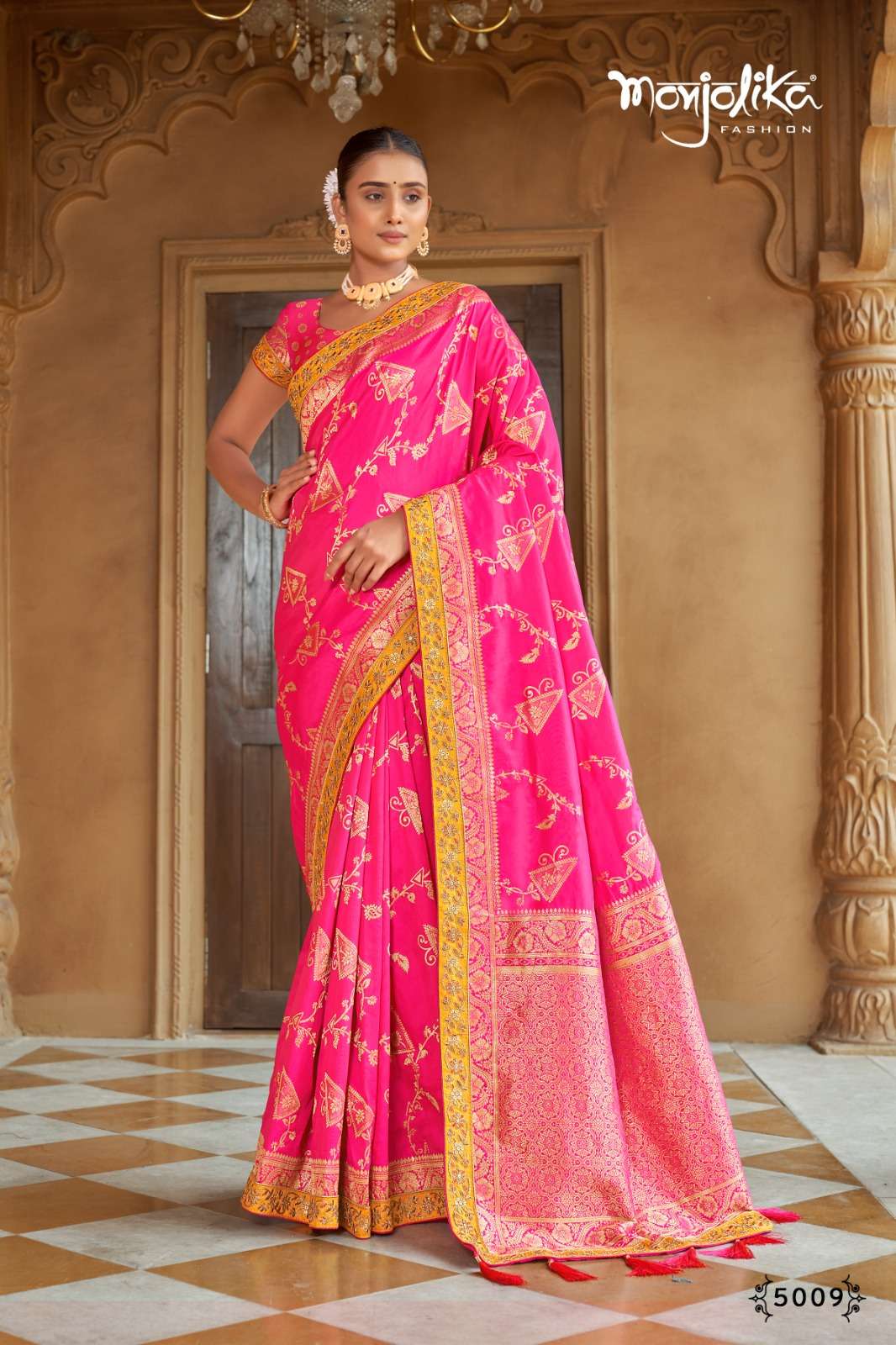 SILK &amp; FANCY FABRIC WITH ZARI WEAVING &amp; HEAVY WORK SAREE&nbsp;&nbsp;