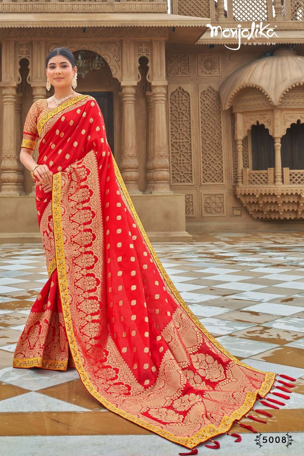 SILK &amp; FANCY FABRIC WITH ZARI WEAVING &amp; HEAVY WORK SAREE&nbsp;&nbsp;