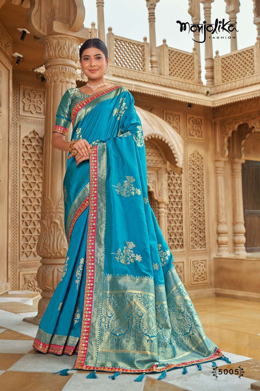 SILK &amp; FANCY FABRIC WITH ZARI WEAVING &amp; HEAVY WORK SAREE&nbsp;&nbsp;