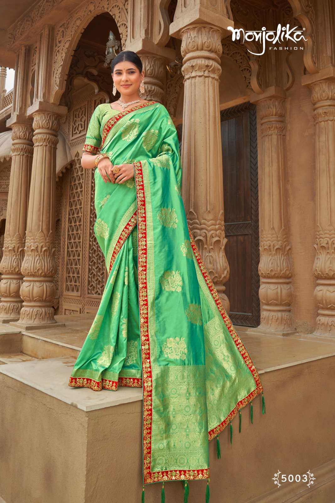 SILK &amp; FANCY FABRIC WITH ZARI WEAVING &amp; HEAVY WORK SAREE&nbsp;&nbsp;