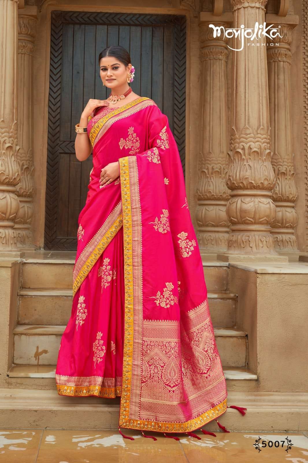 SILK &amp; FANCY FABRIC WITH ZARI WEAVING &amp; HEAVY WORK SAREE&nbsp;&nbsp;