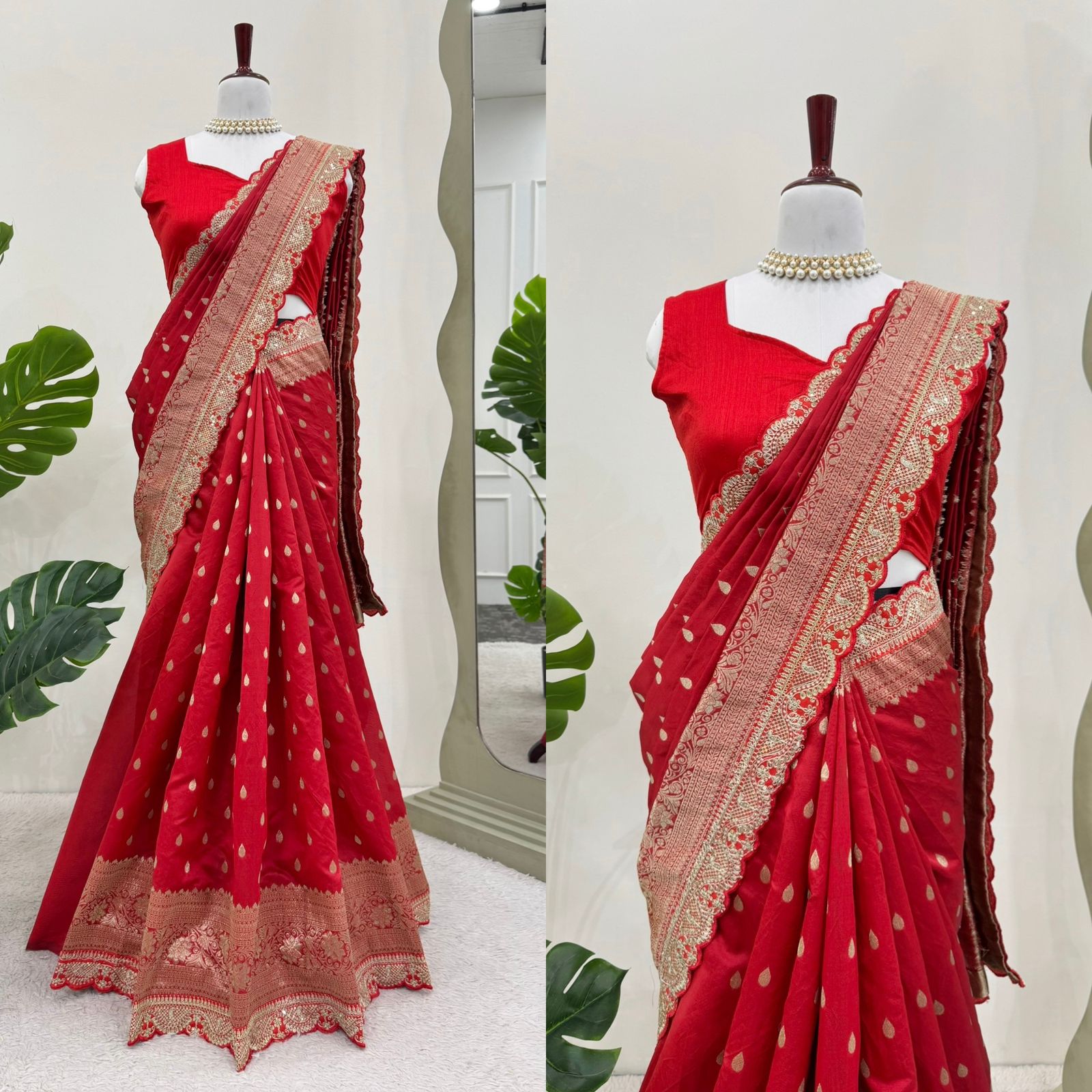 Designer Saree on Kota Silk Febric with Coding &amp; Sequnce Lace work and blouse on Mono Benglori Silk Febric.