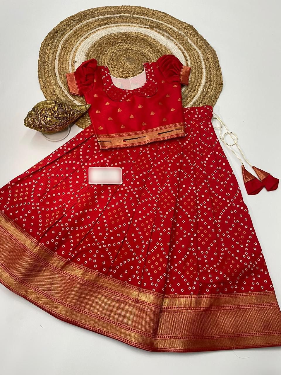 Super paithani Bhandhani lehenga for kids*🌸