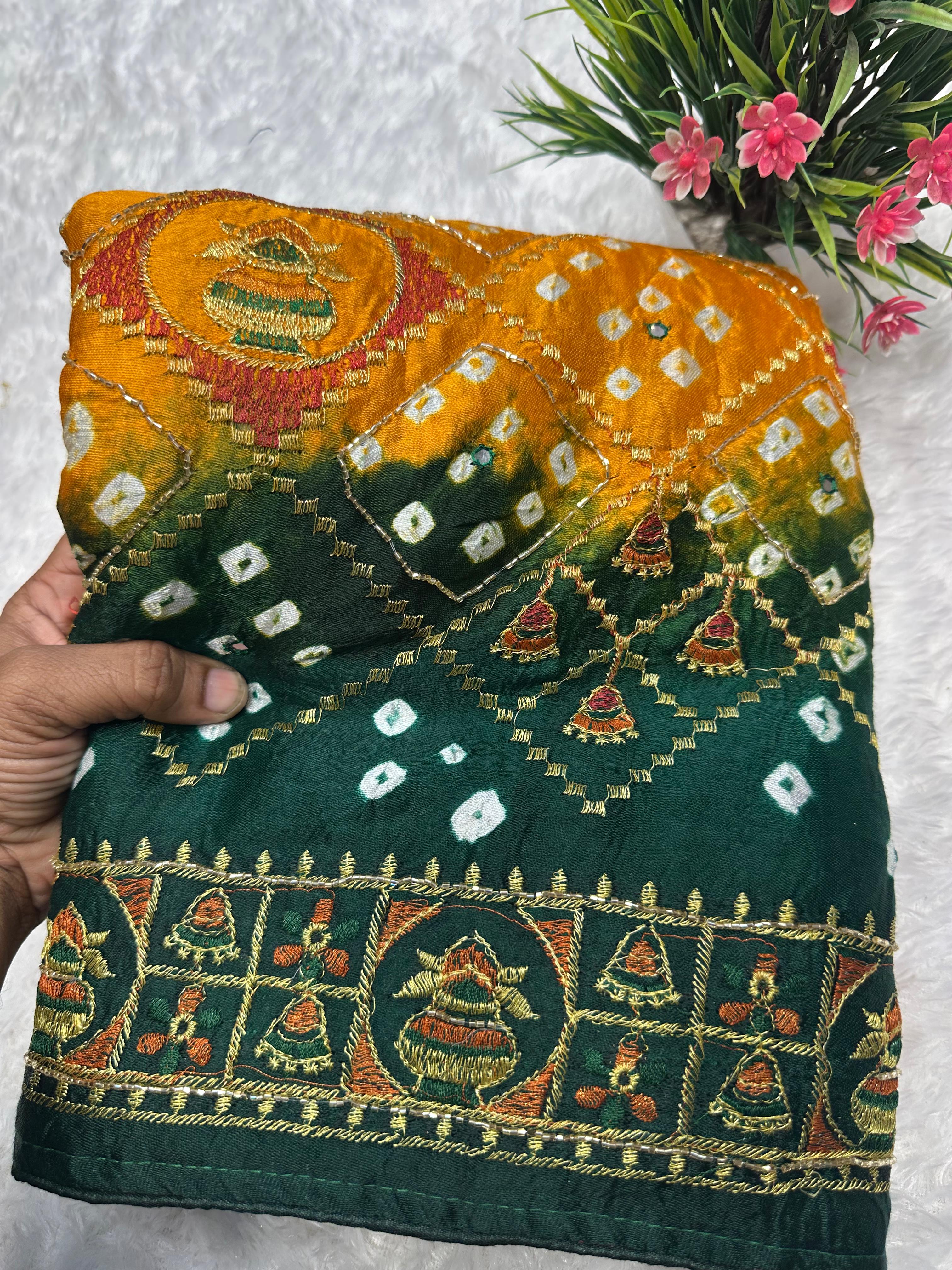 New Pure Gajji silk Hand Work Bandhani Saree❀*