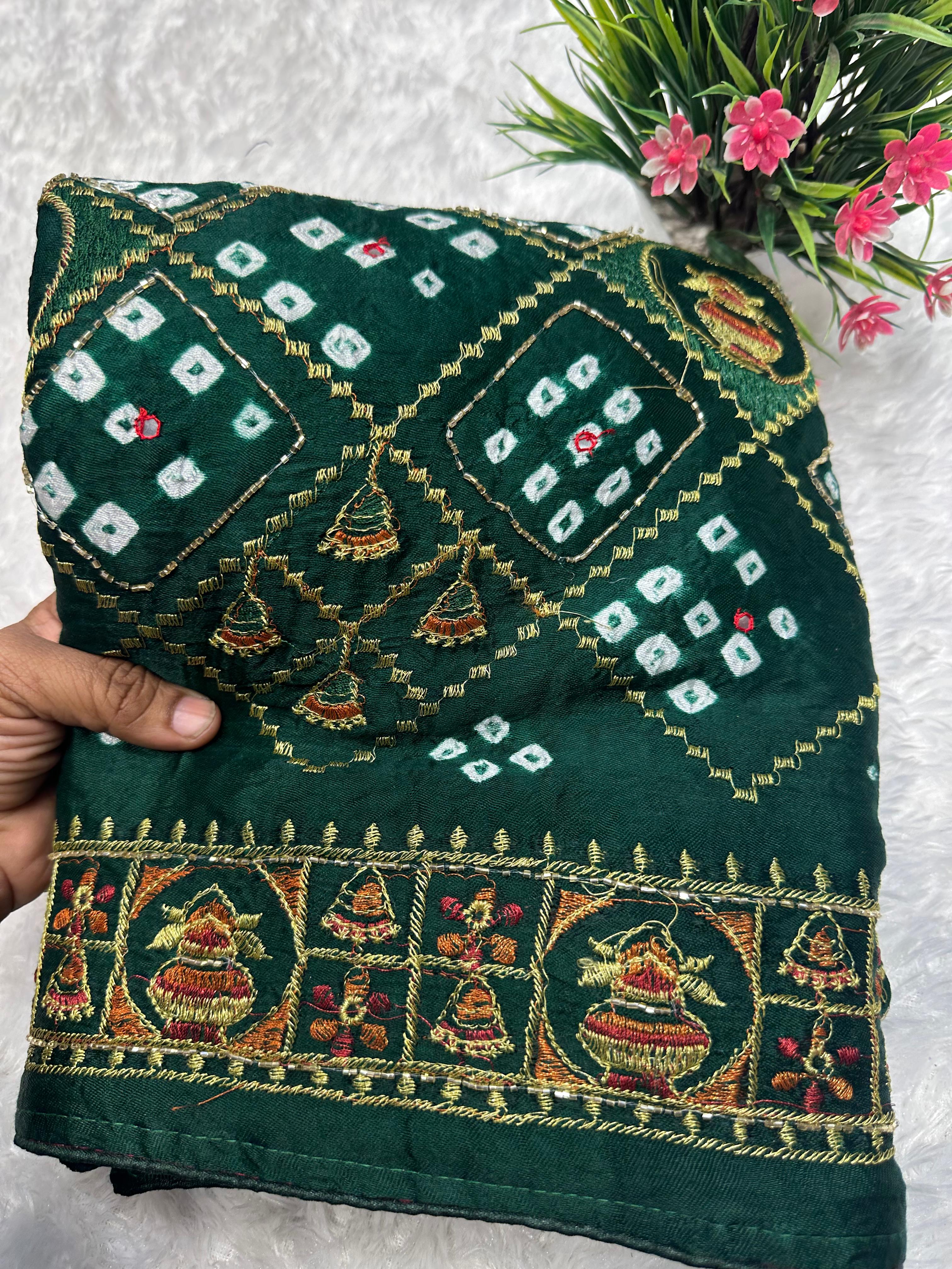 New Pure Gajji silk Hand Work Bandhani Saree❀*