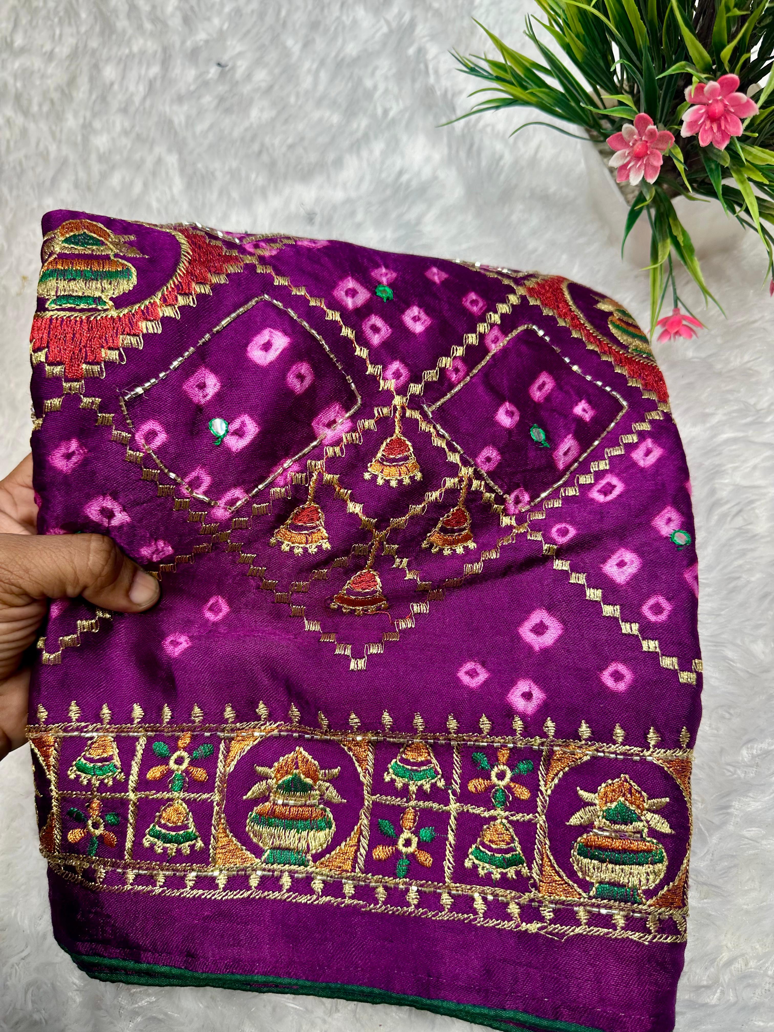 New Pure Gajji silk Hand Work Bandhani Saree❀*