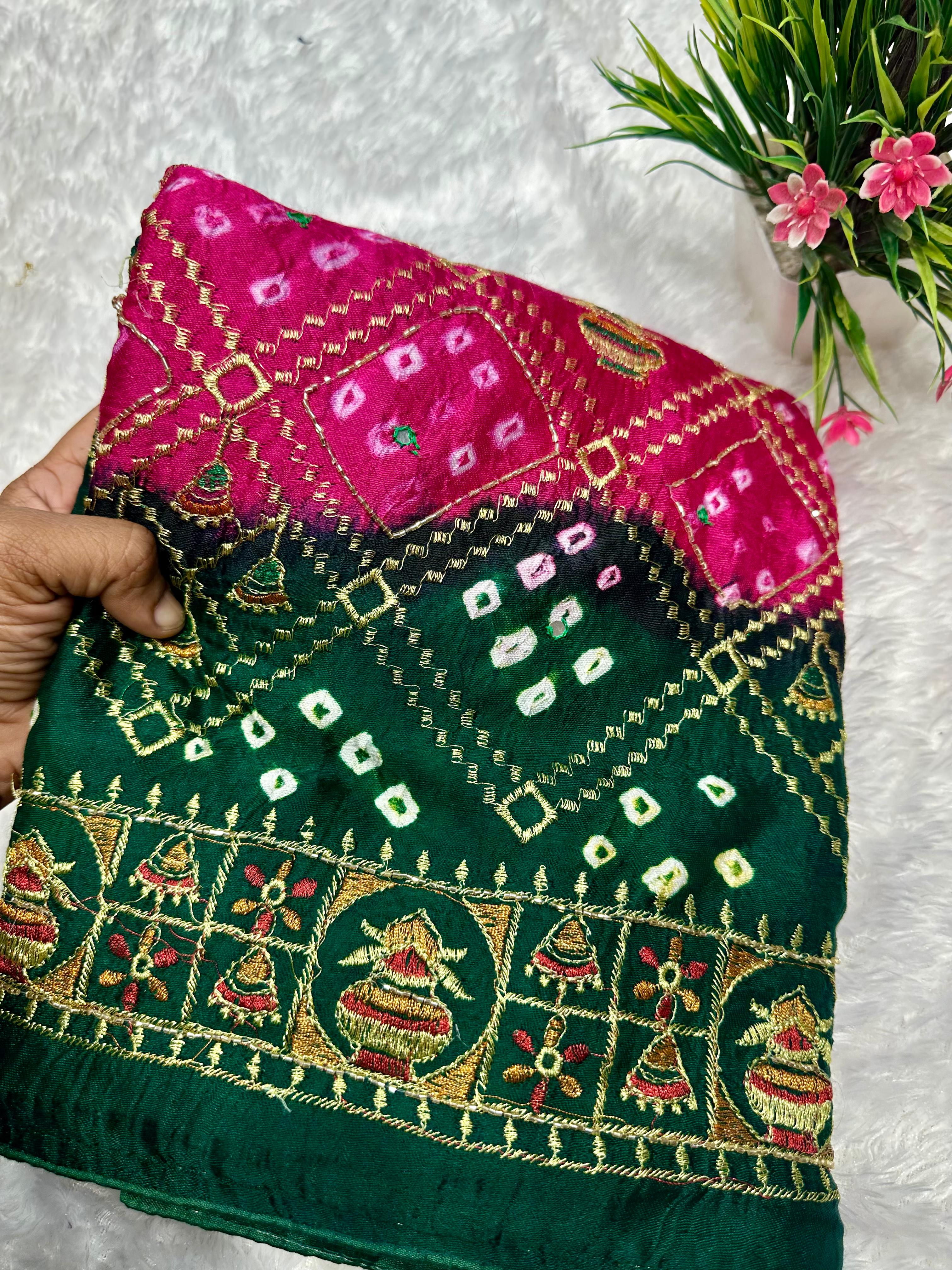 New Pure Gajji silk Hand Work Bandhani Saree❀*