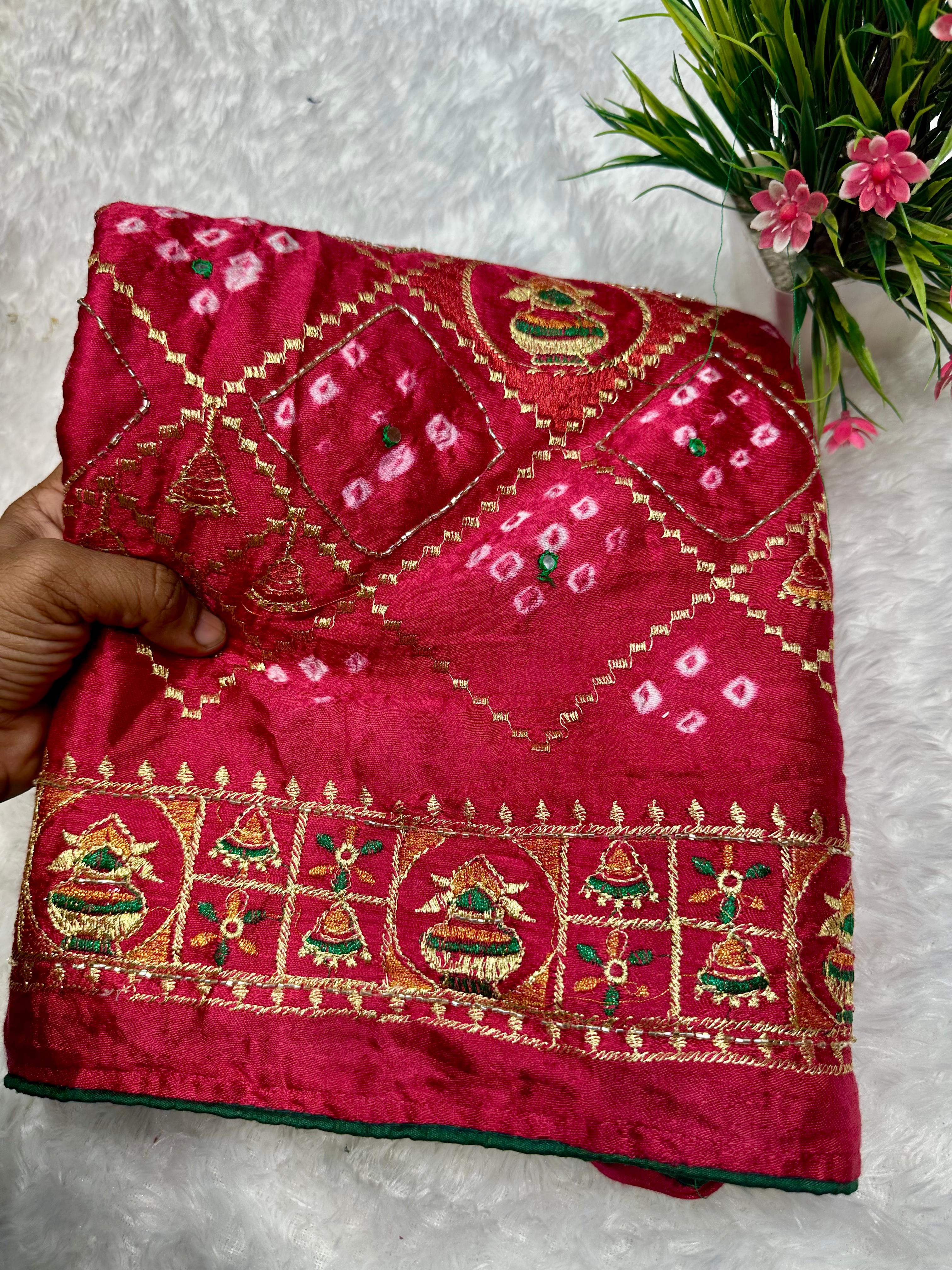 New Pure Gajji silk Hand Work Bandhani Saree❀*