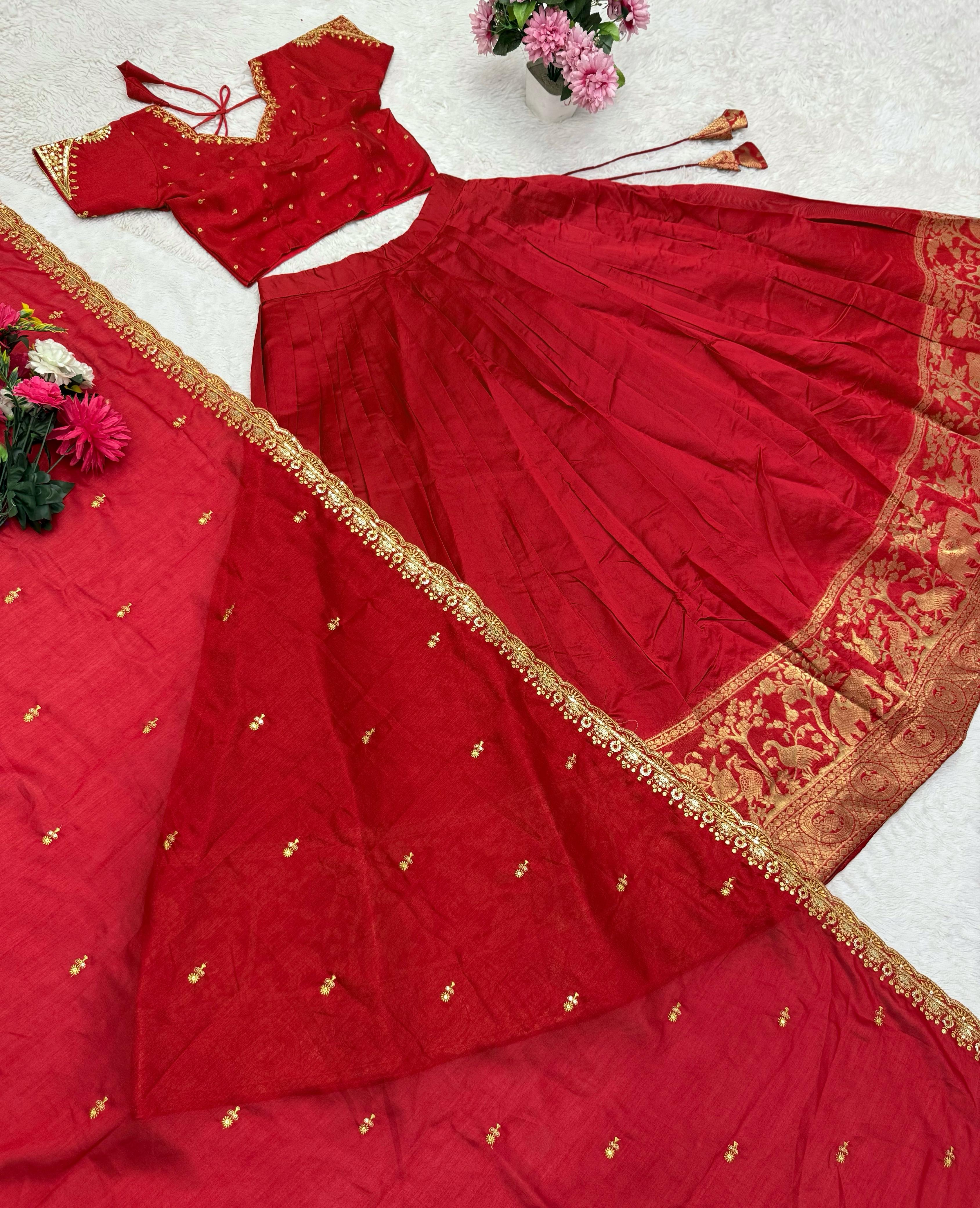 Introducing Most Trending Pongal Special Fully Stitched Jacquard Lehenga Choli