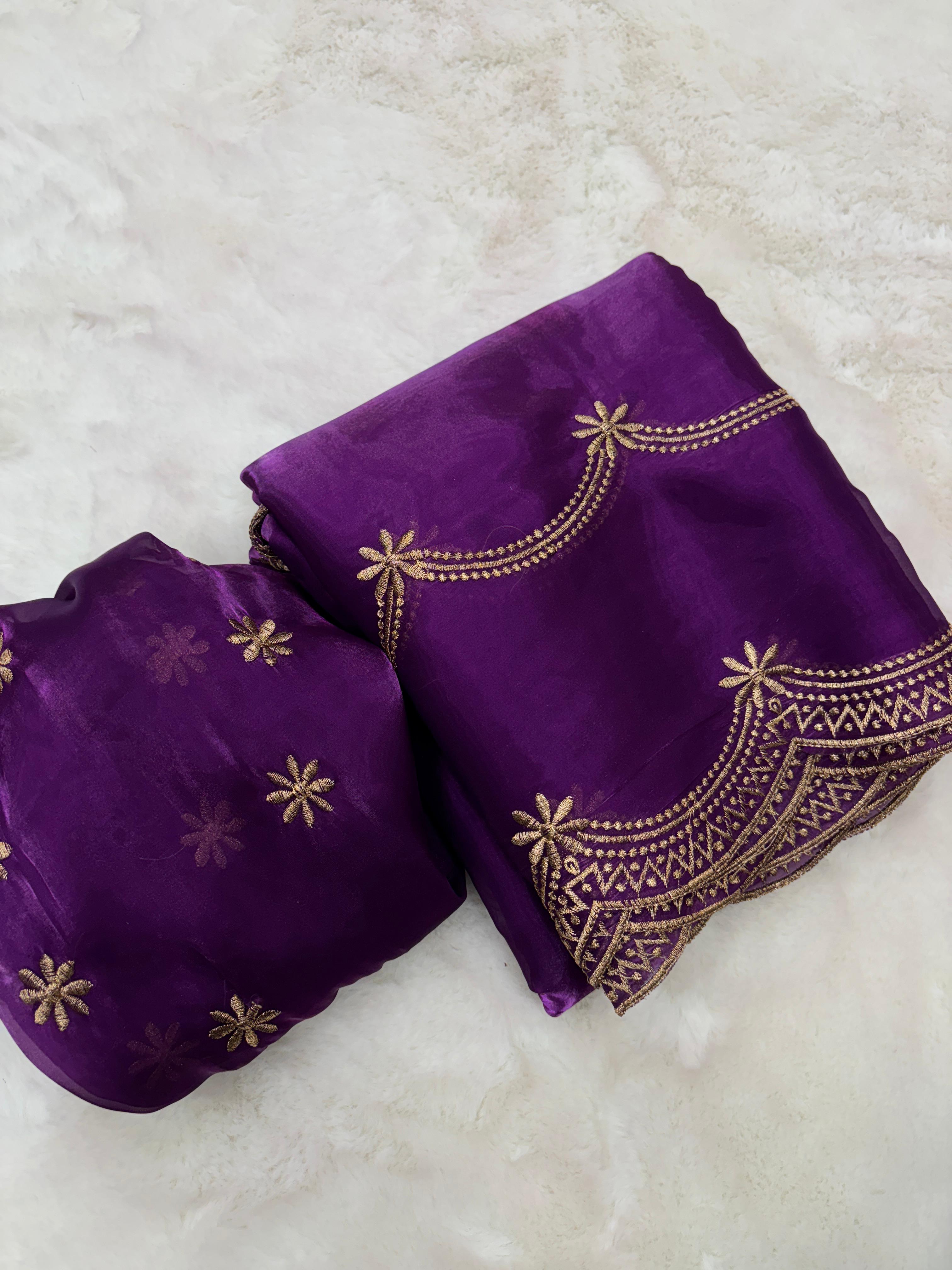 MAGIC DESIGNER JIMMY CHOO SAREE WITH DESIGNER EMBRIODERY WORK*