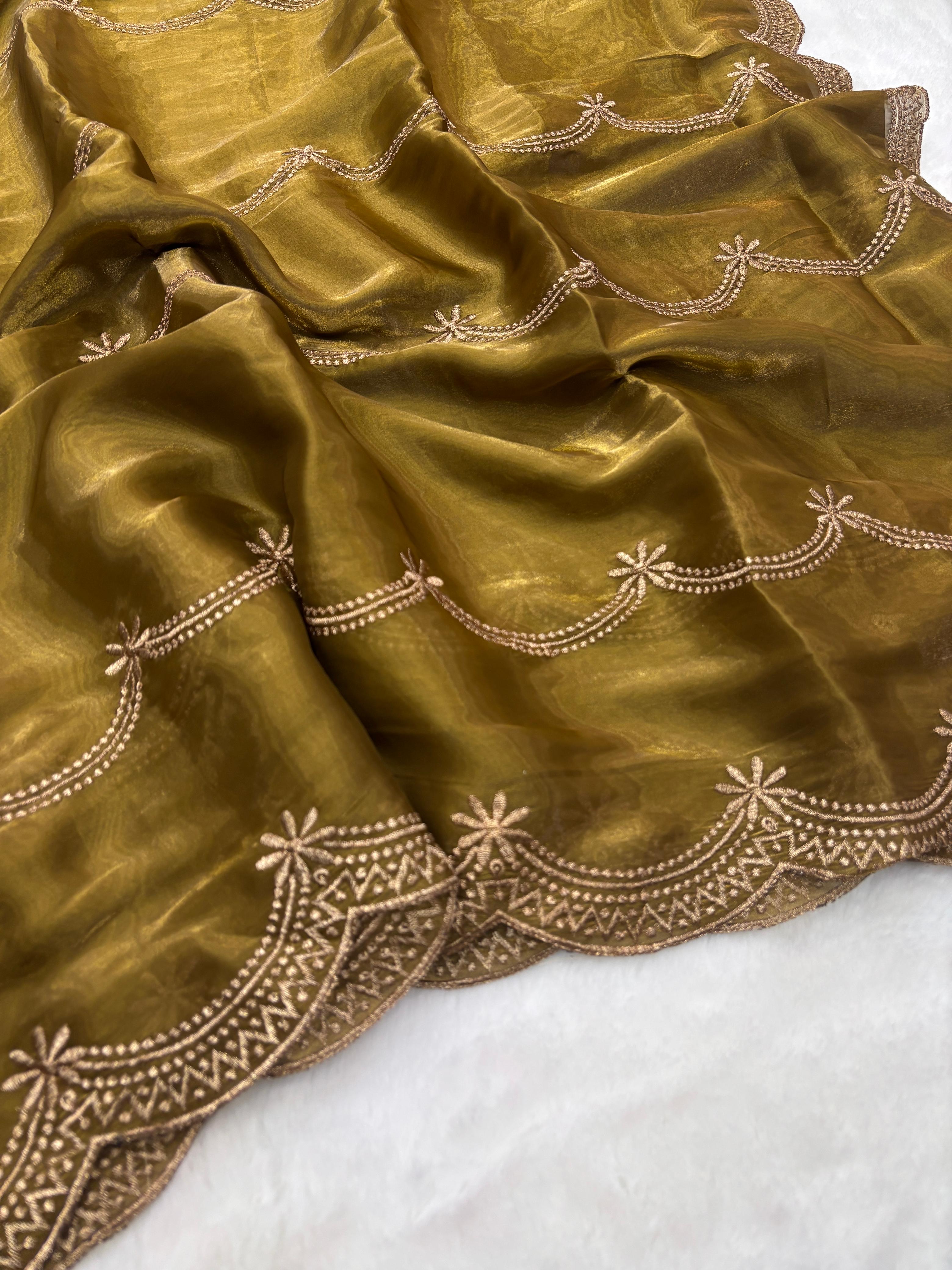 MAGIC DESIGNER JIMMY CHOO SAREE WITH DESIGNER EMBRIODERY WORK*