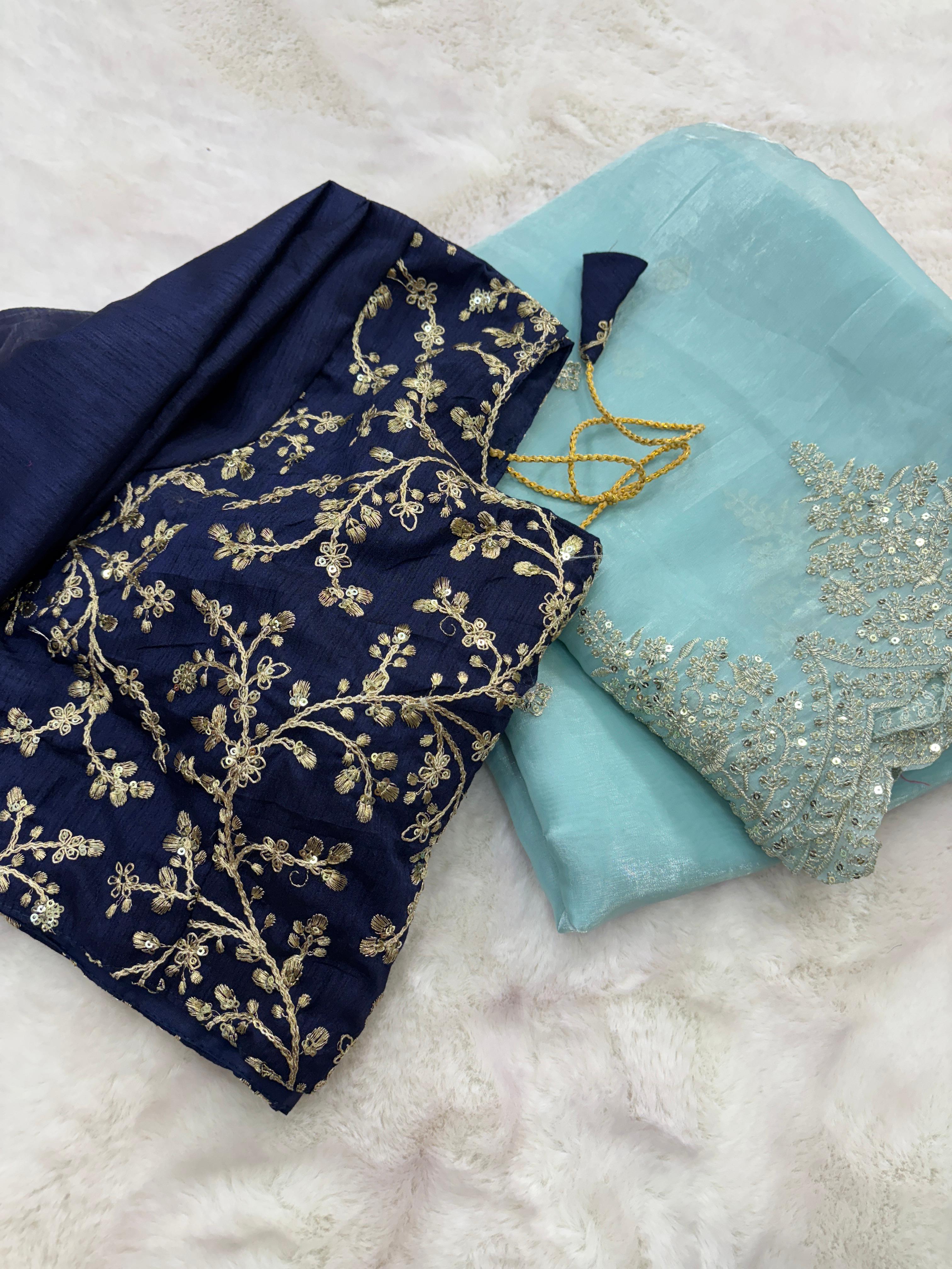 SAREE WITH CUTWORK DESIGN*