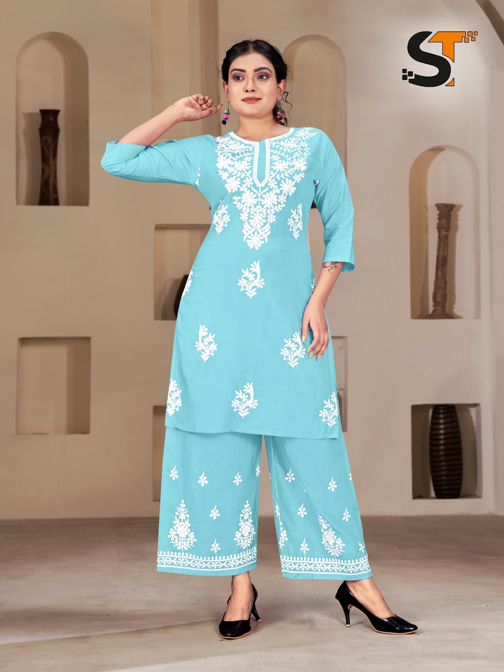 Embroidery Work kurti+pant for Office and Regular Wear_