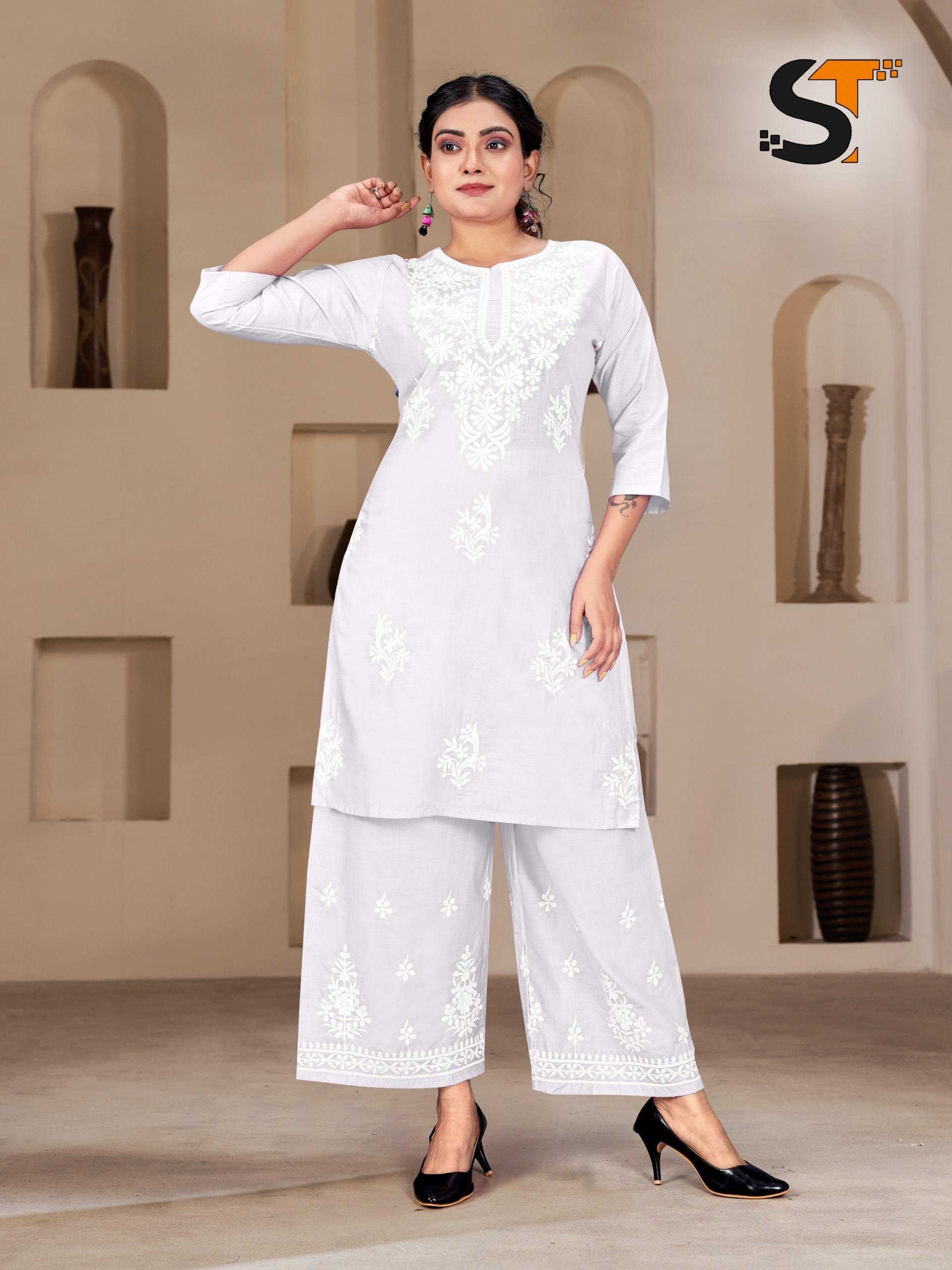 Embroidery Work kurti+pant for Office and Regular Wear_