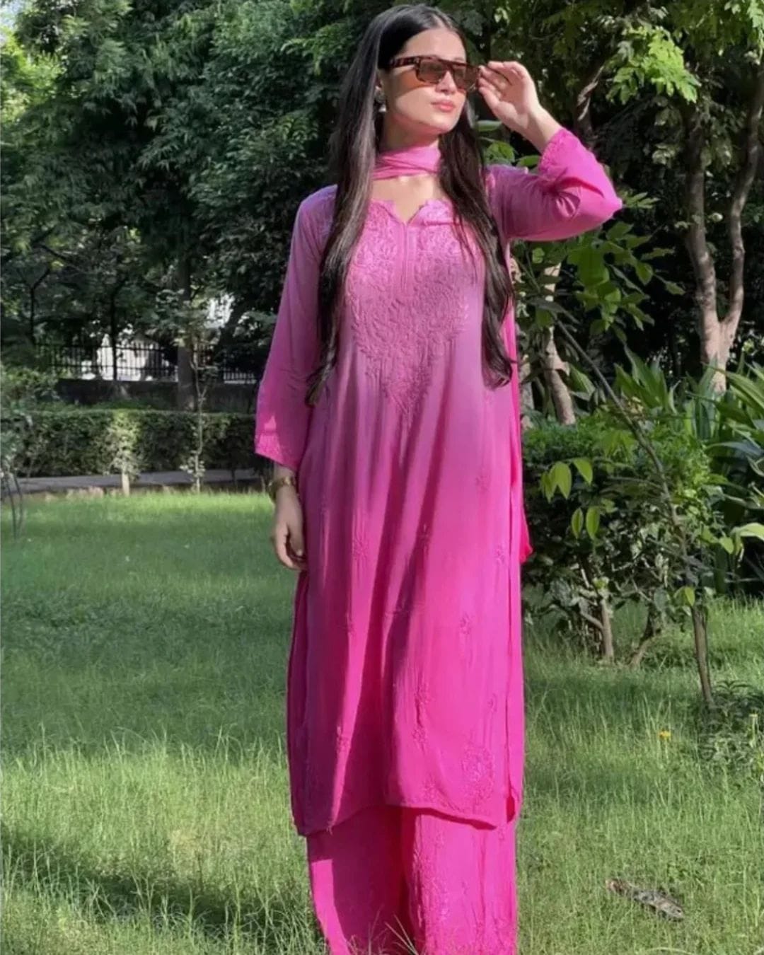 Primum Ryon Kurti + Ryon Plazo + Shiffon Dupatta Set* 💜  ---------------------------