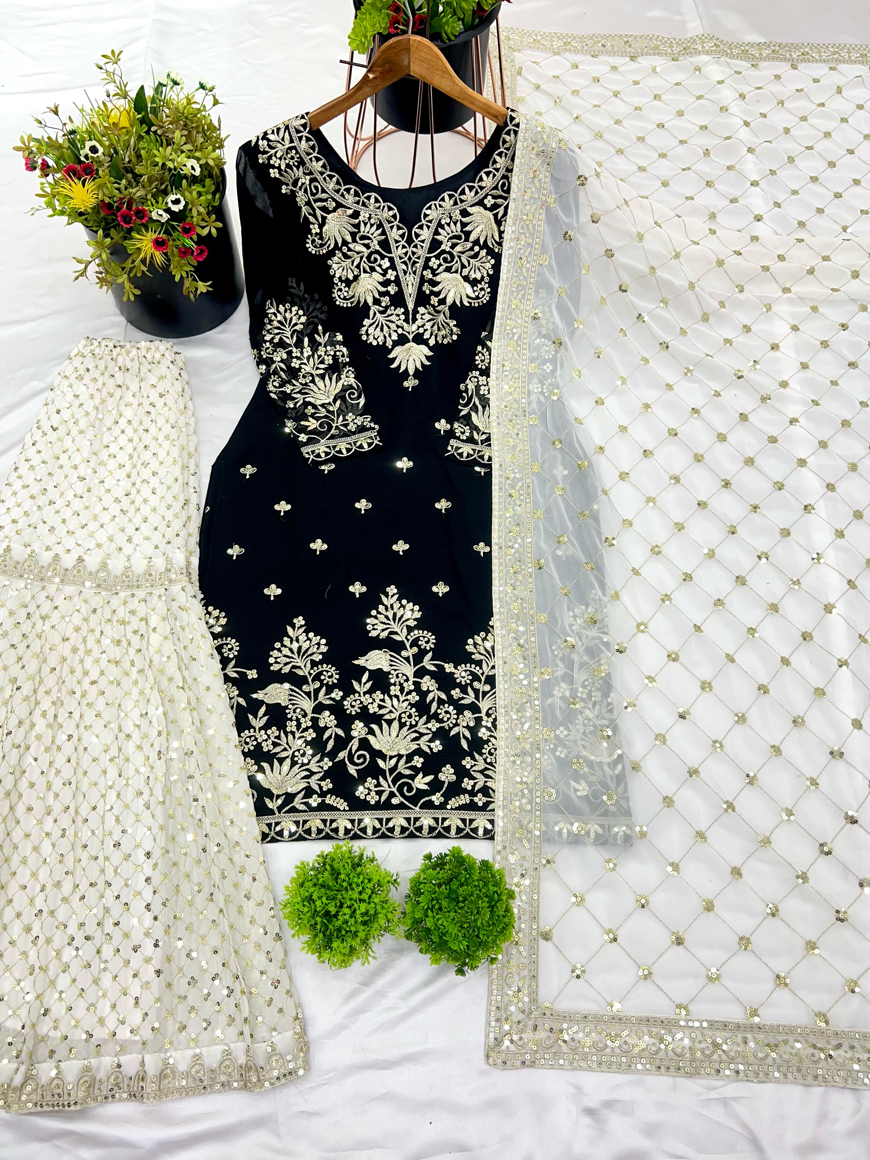 Presenting &nbsp;New Designer Party Wear Look Top-Plazzo and Dupatta With Heavy Embroidery Work*💥👗