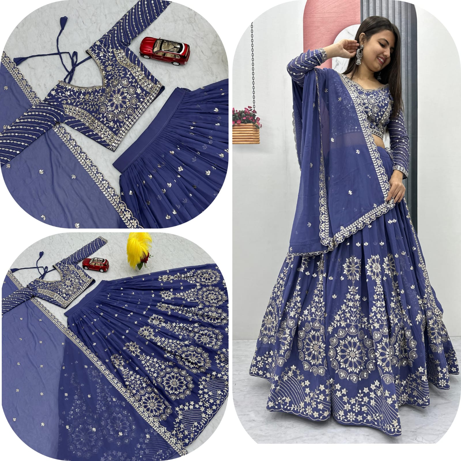 Fully Stitched Embroidered Lehenga Choli - My Store