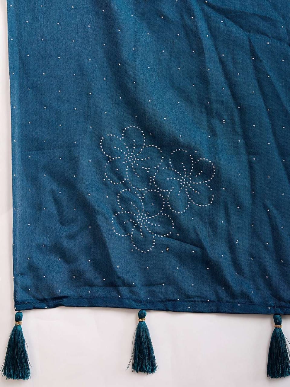 Ready to Wear Saree Fabric Blue - Rangoli Silk and Blouse - Mono Banglory - My Store