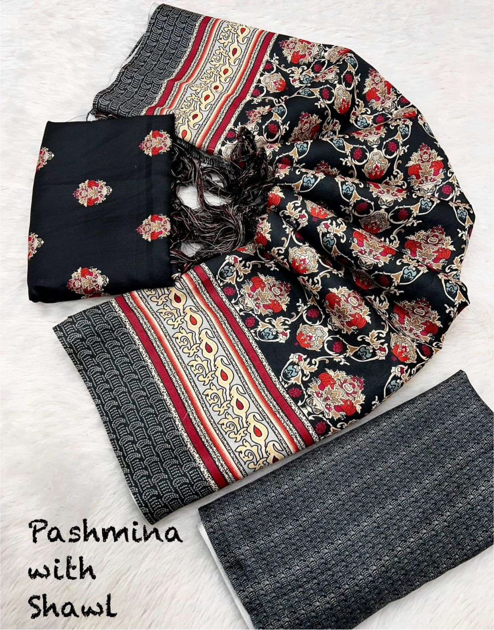 Silk Pure Pashmina Saree With Kashmiri Beautiful Digital Print - My Store