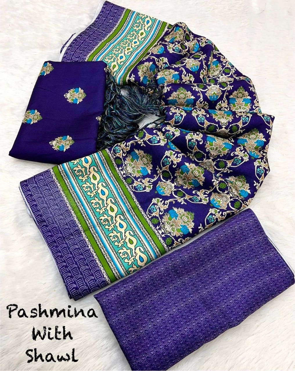 Silk Pure Pashmina Saree With Kashmiri Beautiful Digital Print - My Store